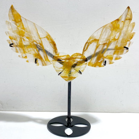 Golden Hematoid Quartz Heart Wing Carving With Stand Fire Quartz -Wholesale Crystals