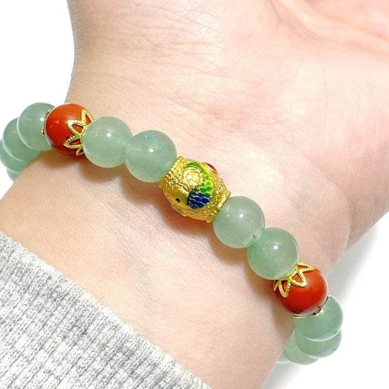 Green Aventurine Cinnabar DIY Bracelet Wholesale Original Design - Wholesale Crystals