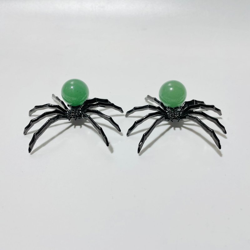 Green Aventurine Crystal Sphere Spider Ornament Handmade Alloy Spider DIY Wholesale -Wholesale Crystals