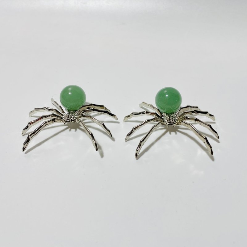 Green Aventurine Crystal Sphere Spider Ornament Handmade Alloy Spider DIY Wholesale -Wholesale Crystals