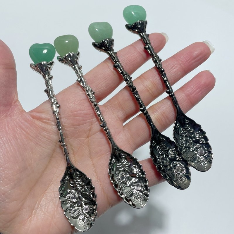 Green Aventurine Mini Heart Coffee Spoon Wholesale - Wholesale Crystals