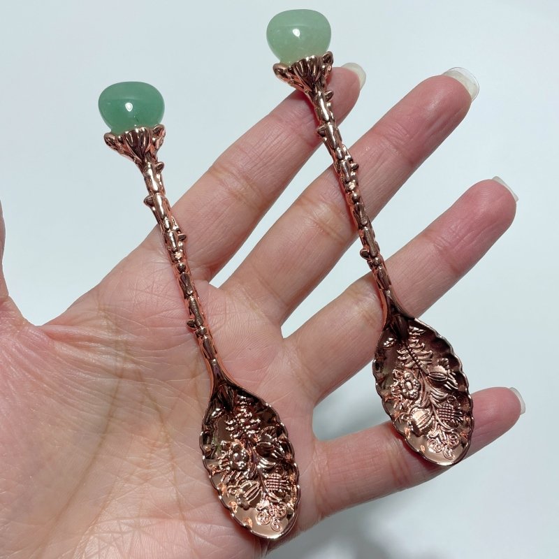 Green Aventurine Mini Heart Coffee Spoon Wholesale - Wholesale Crystals