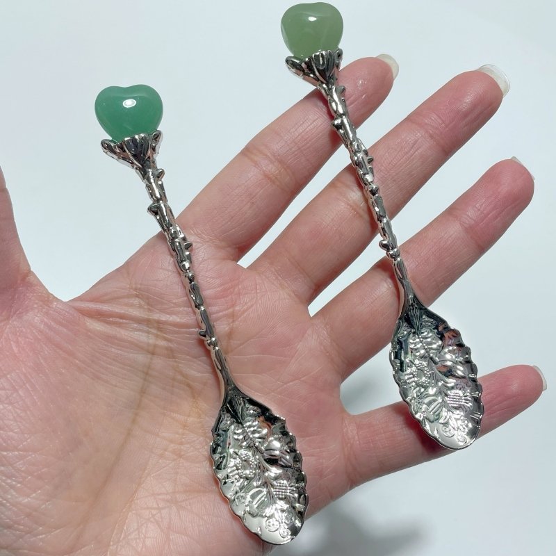 Green Aventurine Mini Heart Coffee Spoon Wholesale - Wholesale Crystals