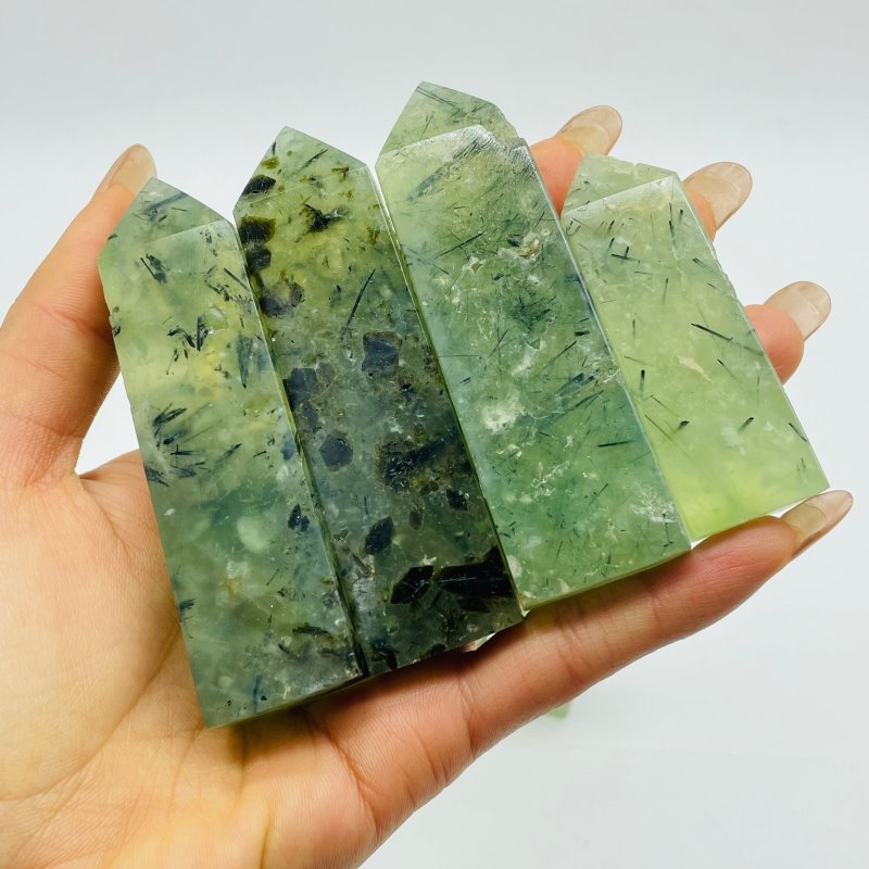 Green Prehnite Four Sided Tower Point Wholesale -Wholesale Crystals