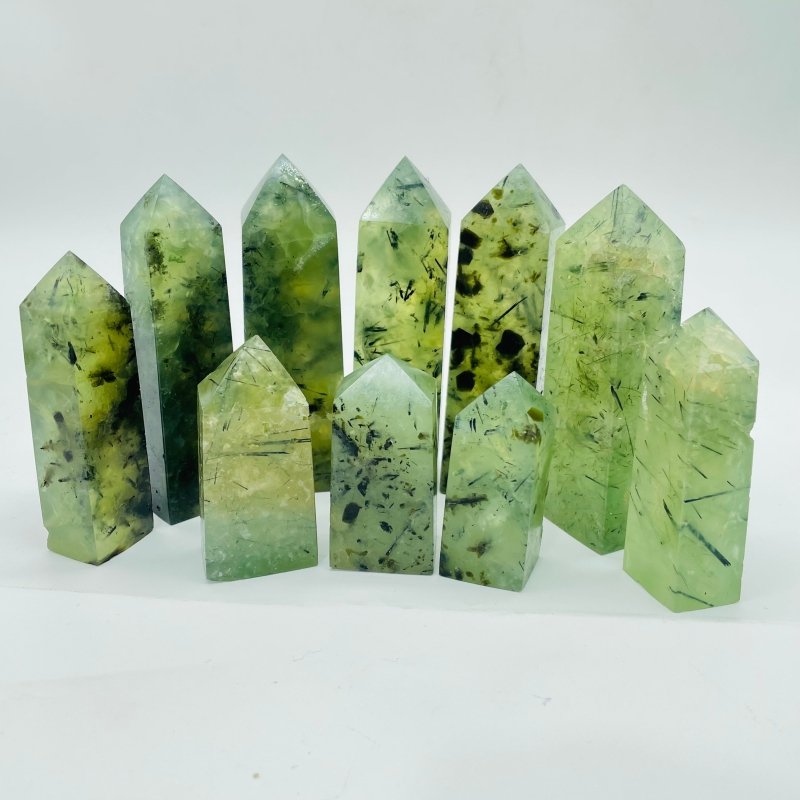 Green Prehnite Four Sided Tower Point Wholesale -Wholesale Crystals