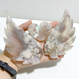 Green Sakura Flower Agate Heart Wing Carving With Stand - Wholesale Crystals