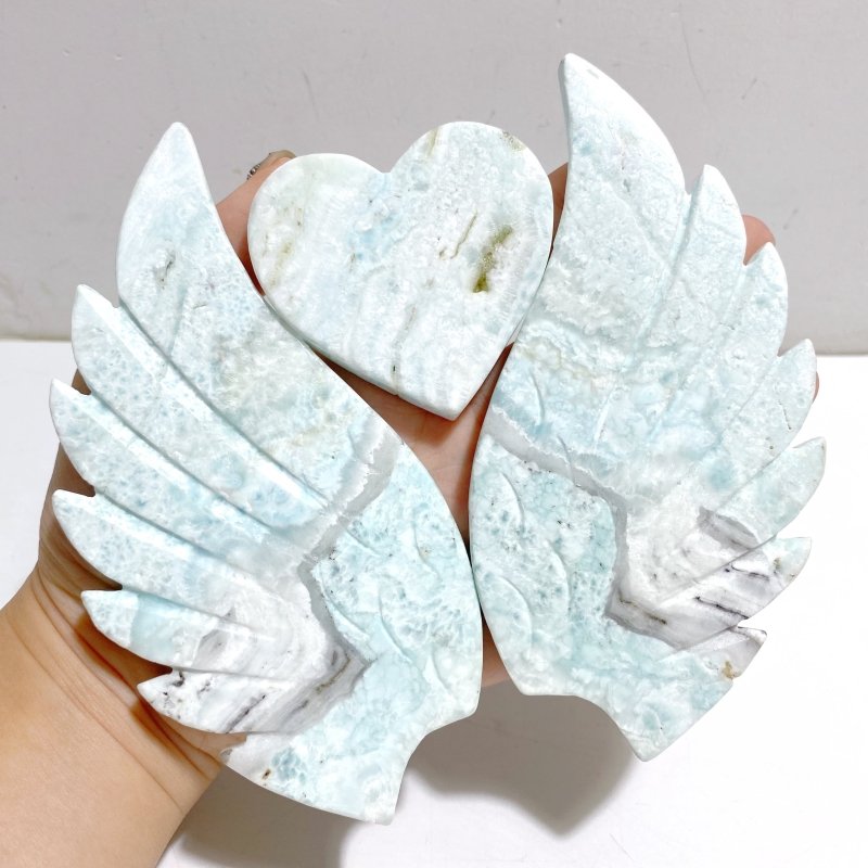 Hemimorphite Heart Wing Carving With Stand -Wholesale Crystals