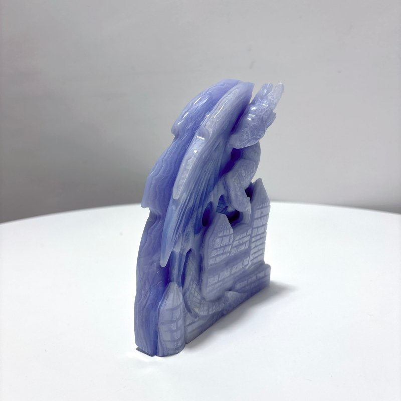 High Quality Blue Lace Agate Dragon Castle Carving - Wholesale Crystals