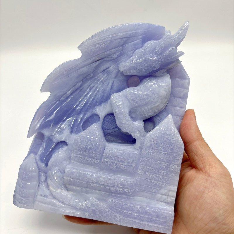 High Quality Blue Lace Agate Dragon Castle Carving - Wholesale Crystals