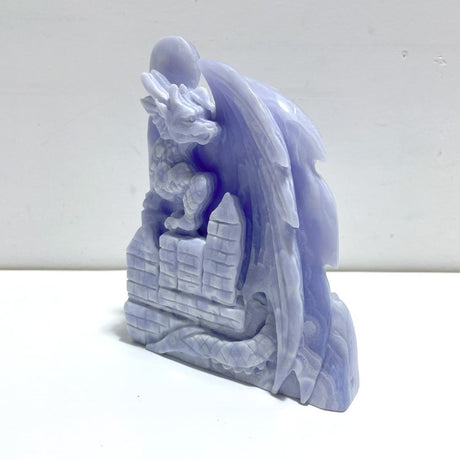 High Quality Blue Lace Agate Flying Dragon Castle Carving - Wholesale Crystals
