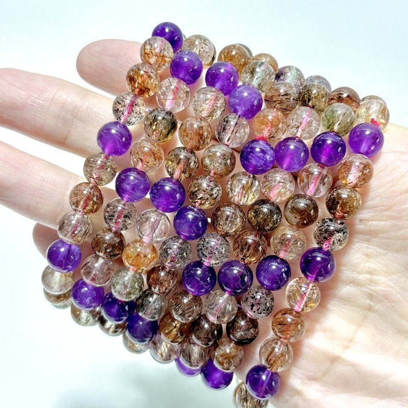 High Quality Rutile Mixed Amethyst Mixed Black Mica Bracelet Wholesale - Wholesale Crystals