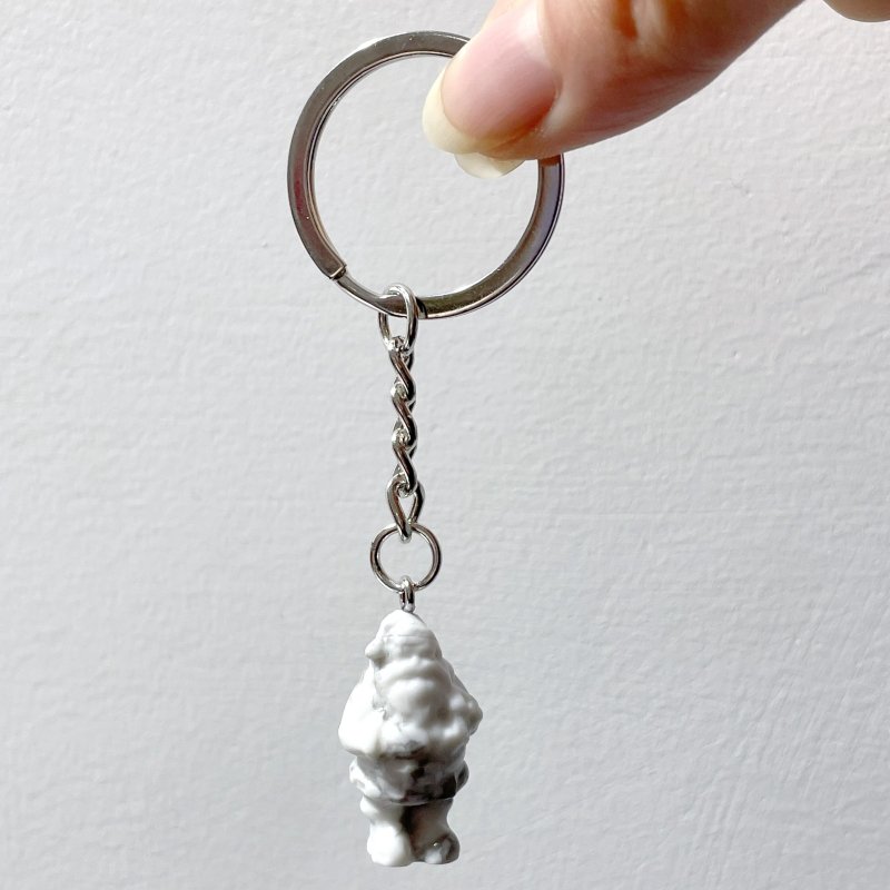 Howlite Red Jasper Santa Claus Christmas Carving Keychain Wholesale - Wholesale Crystals