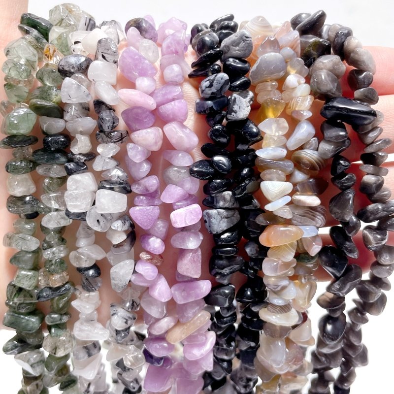 Irregular Crystal Chips Stone DIY Black Tourmaline Lepidolite Loose Beads #5 - Wholesale Crystals