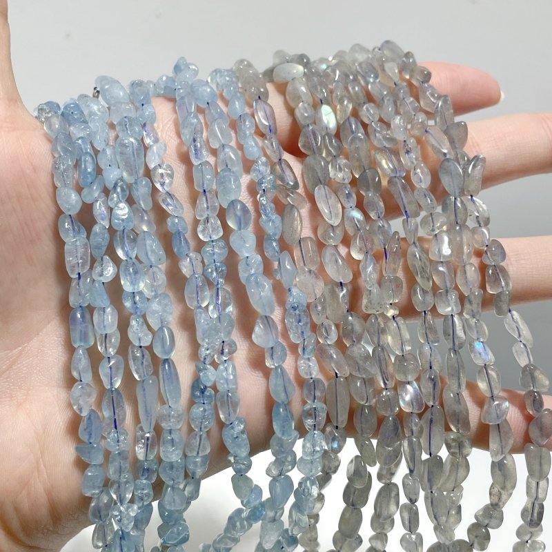 Labradorite Aquamarine Chips Bracelet 0.1 - 0.2in(3 - 5mm) Wholesale - Wholesale Crystals