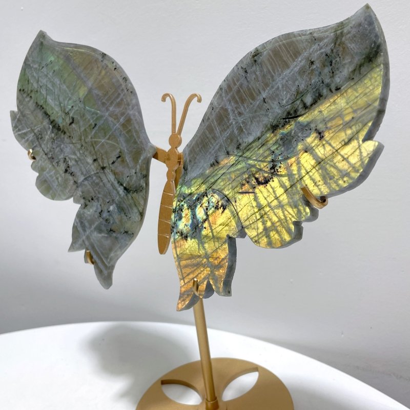 Labradorite Butterfly Wing Carving With Stand - Wholesale Crystals