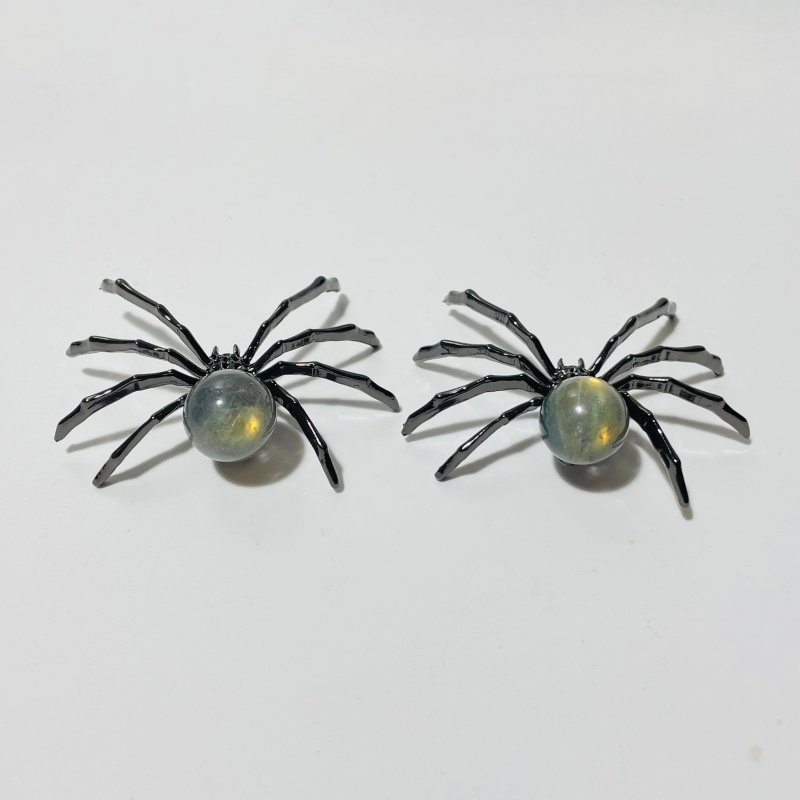 Labradorite Crystal Sphere Spider Ornament Handmade Alloy Spider Wholesale -Wholesale Crystals