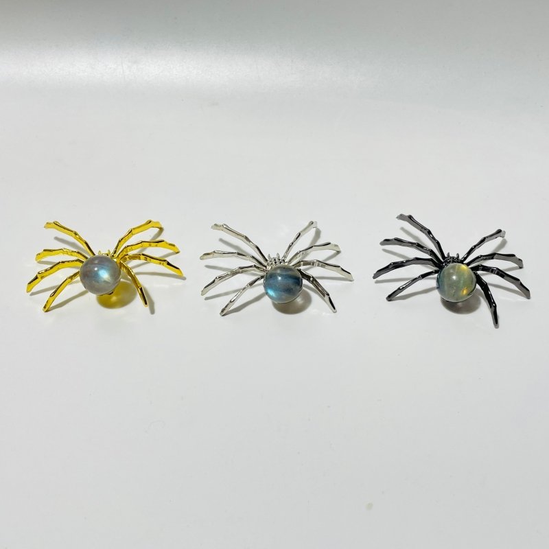 Labradorite Crystal Sphere Spider Ornament Handmade Alloy Spider Wholesale -Wholesale Crystals