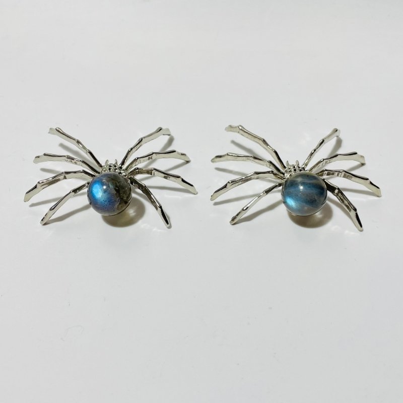 Labradorite Crystal Sphere Spider Ornament Handmade Alloy Spider Wholesale -Wholesale Crystals