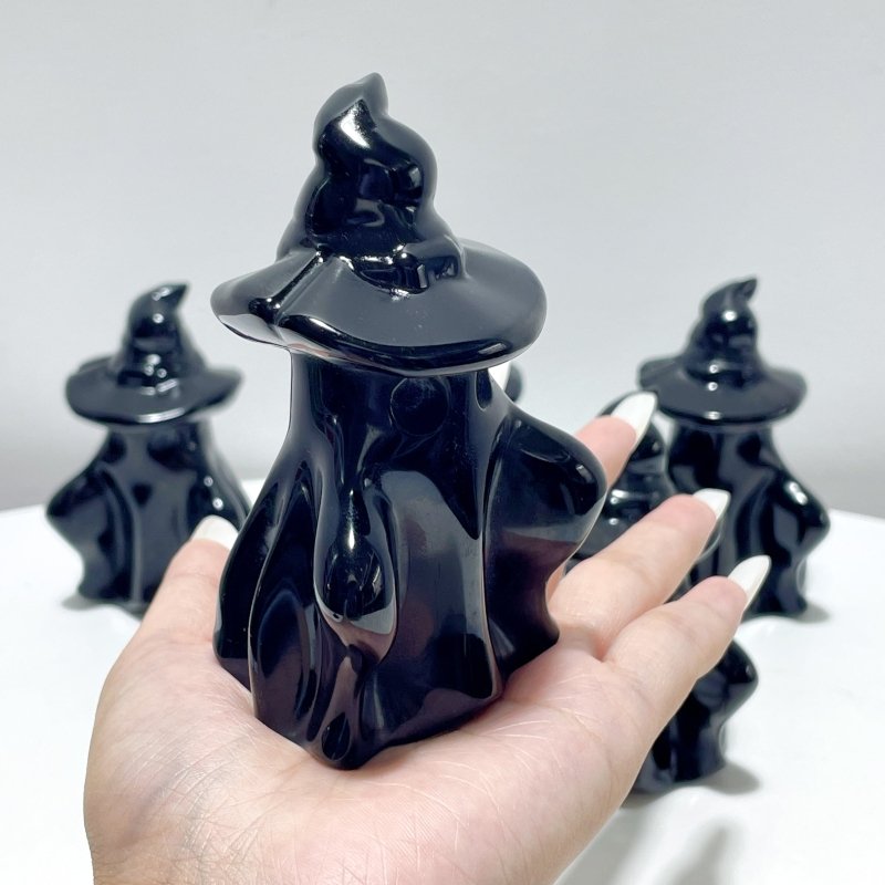 Large 10cm Mirror - like Polishing Obsidian Wizard Ghost Halloween Carving Wholesale - Wholesale Crystals