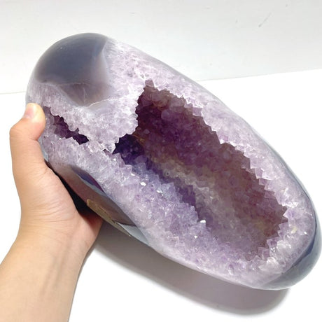 Large Amethyst Mixed Agate Dinosaur Egg Shape Home Decor With Stand - Wholesale Crystals