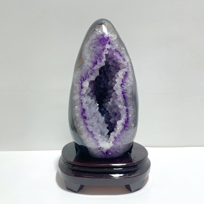 Large Amethyst Mixed Agate Dinosaur Egg Shape Home Decor With Stand - Wholesale Crystals