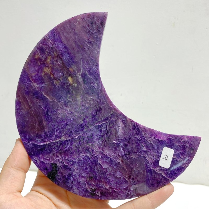 Large Charoite Moon Carving With Stand 10 -Wholesale Crystals
