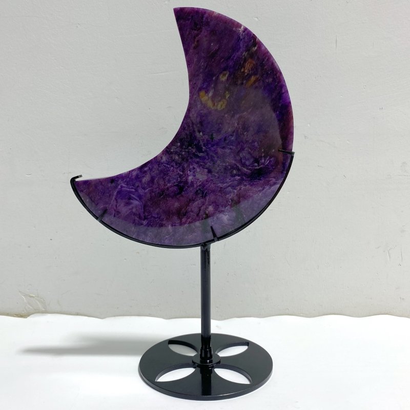 Large Charoite Moon Carving With Stand 10 -Wholesale Crystals