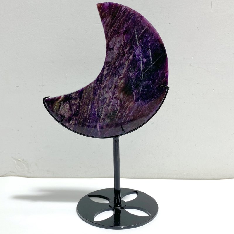 Large Charoite Moon Carving With Stand -Wholesale Crystals
