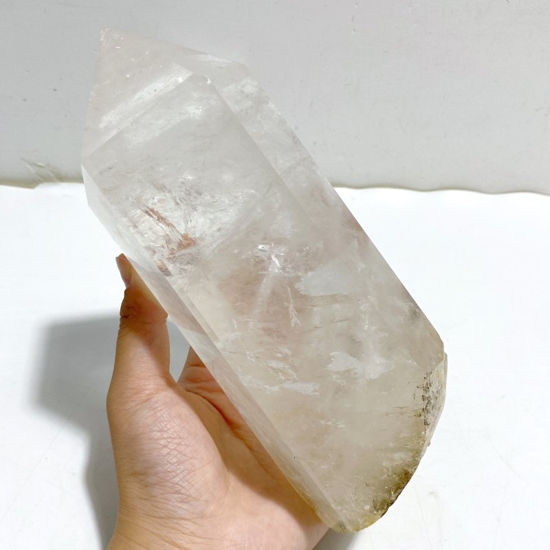 Large Clear Quartz Point Raw Bottom With Stand -Wholesale Crystals