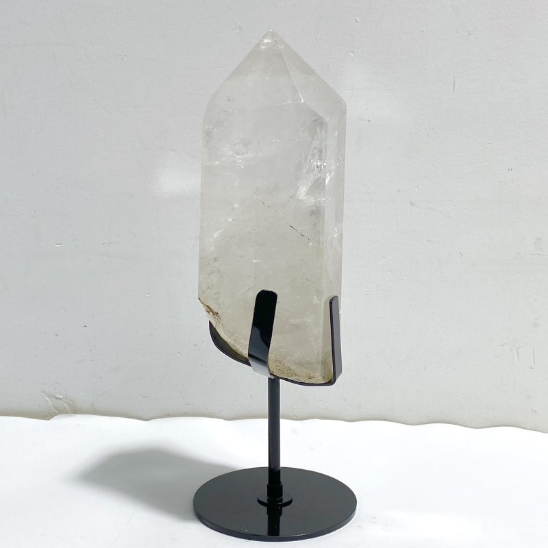 Large Clear Quartz Point Raw Bottom With Stand -Wholesale Crystals