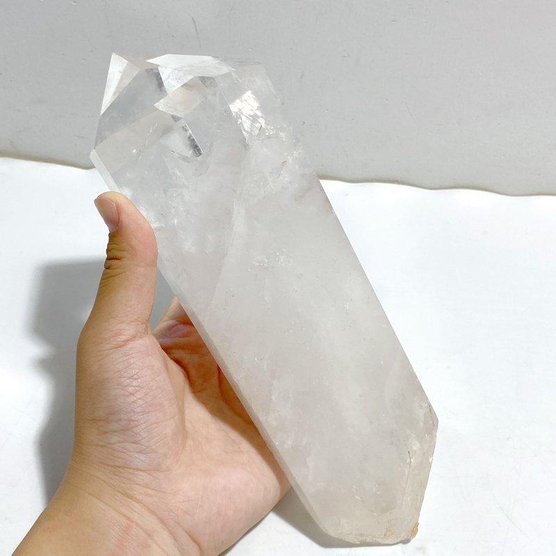 Large Clear Quartz Raw Bottom Point With Stand -Wholesale Crystals