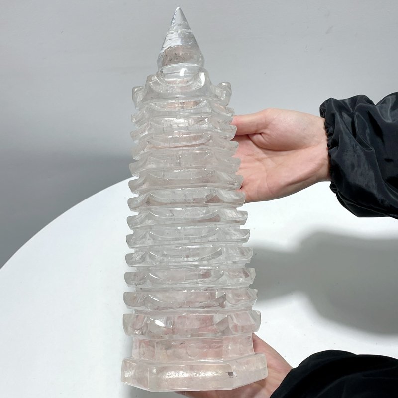 Large Clear Quartz Wenchang Tower 13-level Pagoda