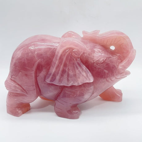 Large Deep Pink Madagascar Rose Quartz Elephant Carving - Wholesale Crystals