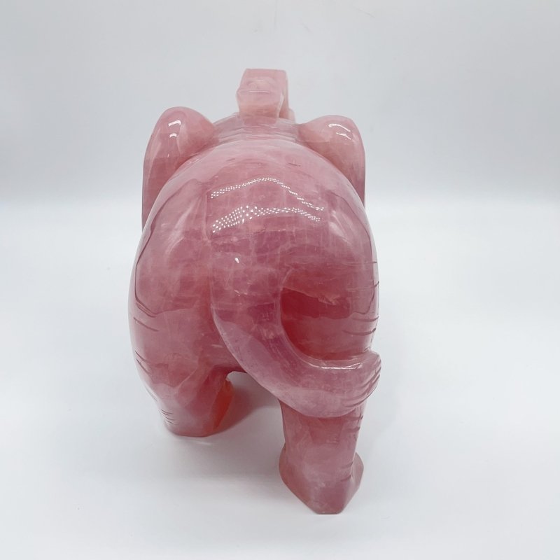 Large Deep Pink Madagascar Rose Quartz Elephant Carving - Wholesale Crystals