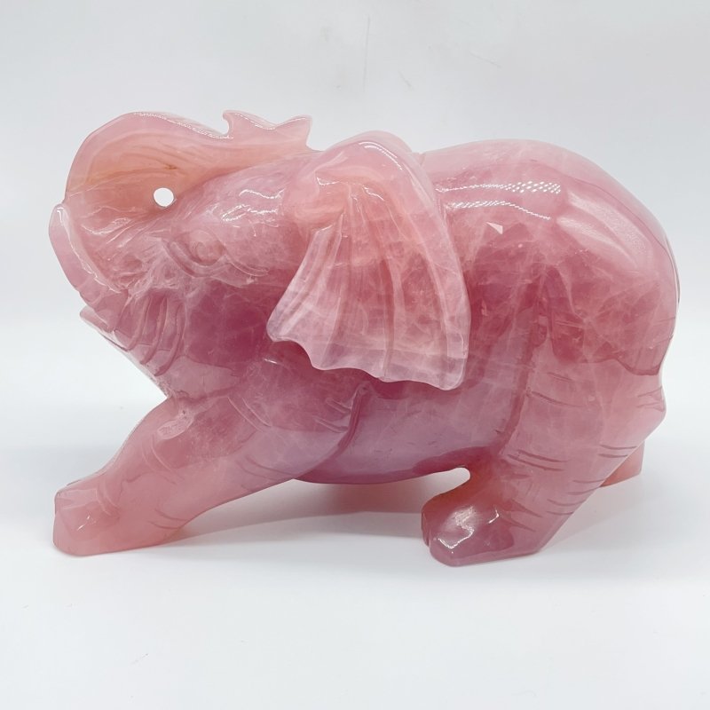 Large Deep Pink Madagascar Rose Quartz Elephant Carving - Wholesale Crystals