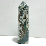 Large Druzy Moss Agate Geode Four - Sided Point - Wholesale Crystals