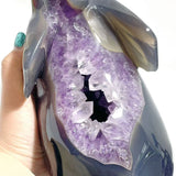 Large Geode Amethyst Mixed Agate Druzy Elephant Animal Carving - Wholesale Crystals