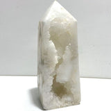 Large Geode Druzy White Moss Agate Four - sided Point - Wholesale Crystals