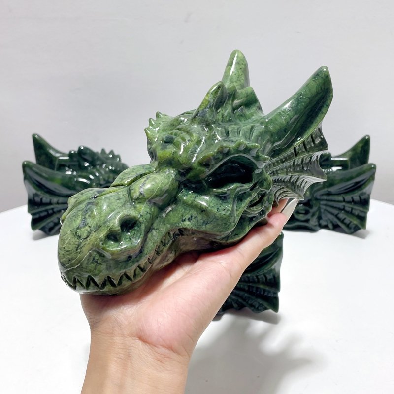 Large Green Jade Dragon Head Carving Wholesale - Wholesale Crystals