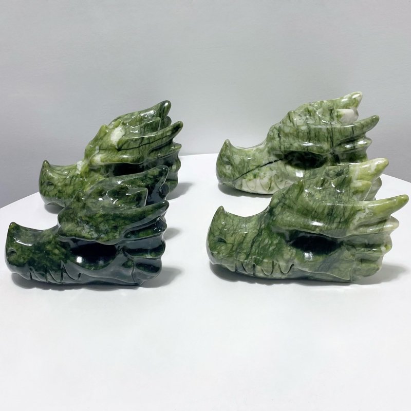 Large Green Jade Dragon Head Carving Wholesale - Wholesale Crystals