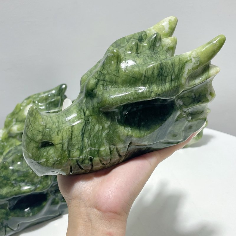 Large Green Jade Dragon Head Carving Wholesale - Wholesale Crystals