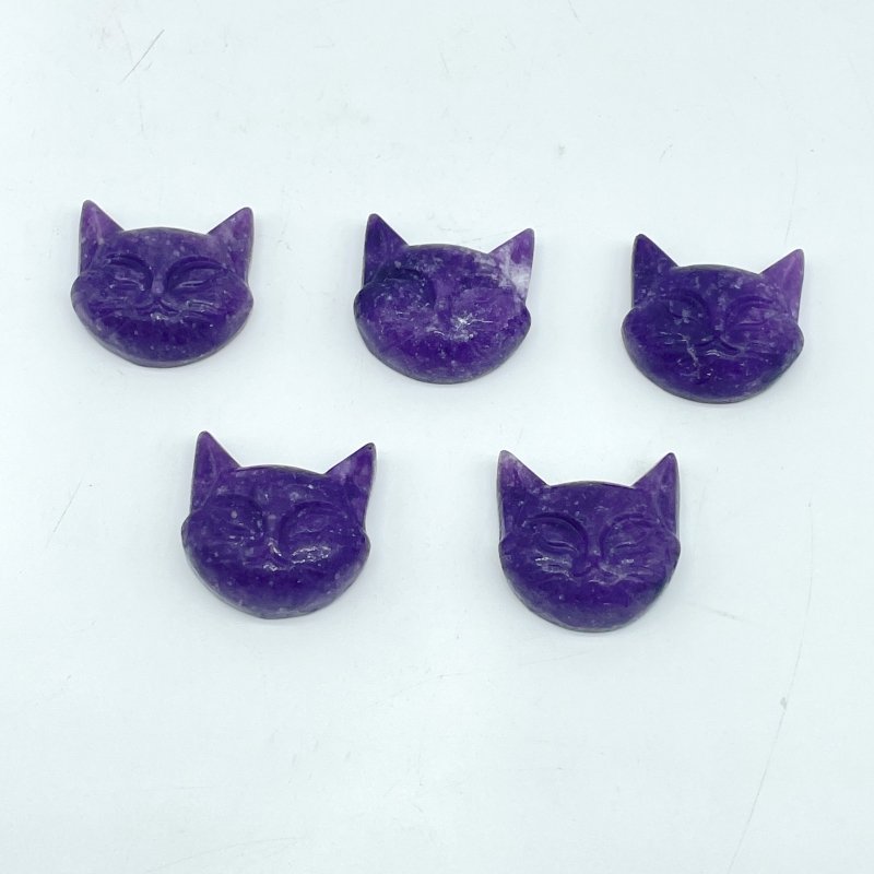 Lepidolite Cat Head Carving Wholesale - Wholesale Crystals