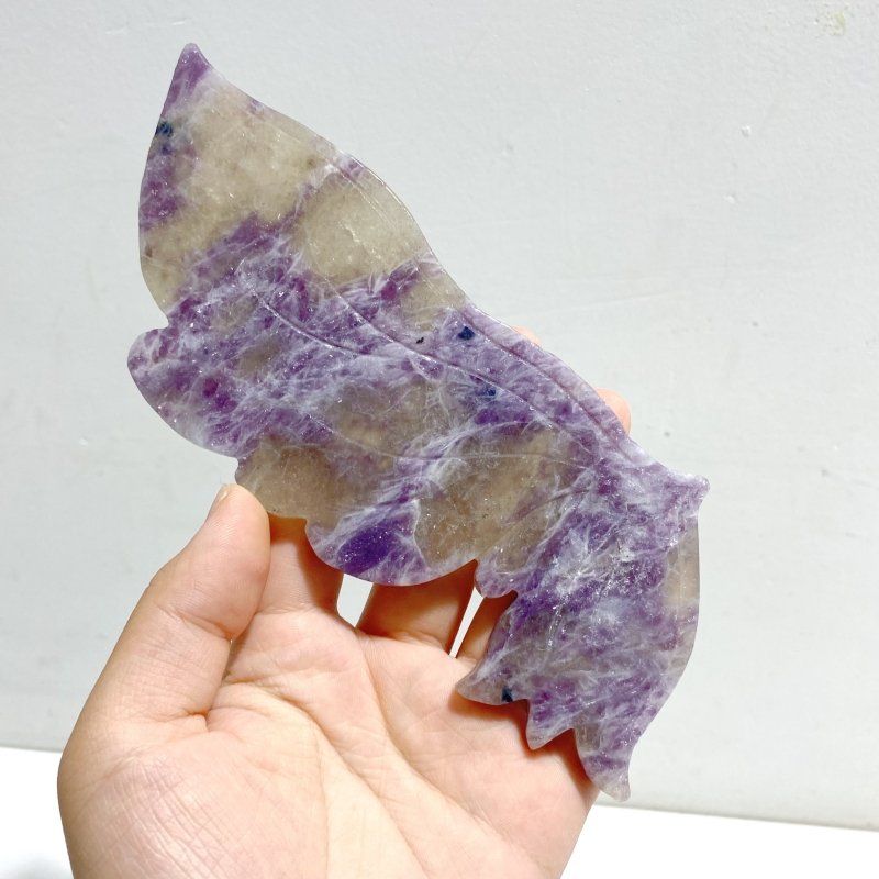Lepidolite Mixed Quartz Butterfly Wing Carving With Stand - Wholesale Crystals