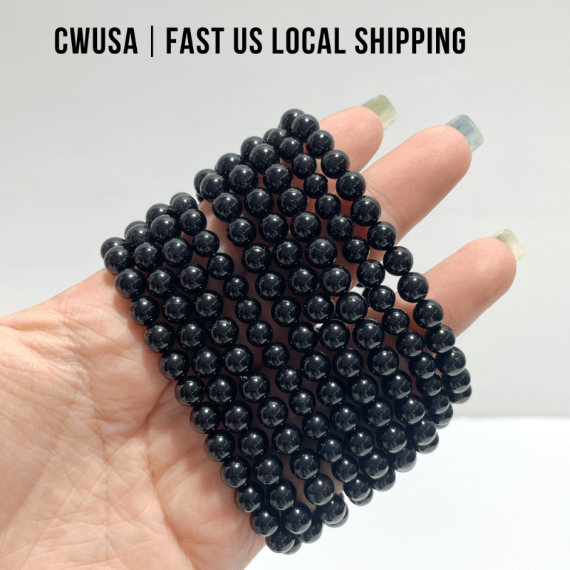 Local Stock - 6MM Black Tourmaline Bracelets Wholesale - Wholesale Crystals