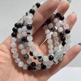 Local Stock - 6MM Black Tourmaline Mixed Quartz Bracelets Wholesale - Wholesale Crystals