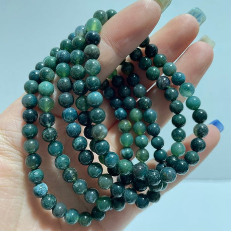 Local Stock - 6MM Green Moss Agate Bracelets Wholesale - Wholesale Crystals