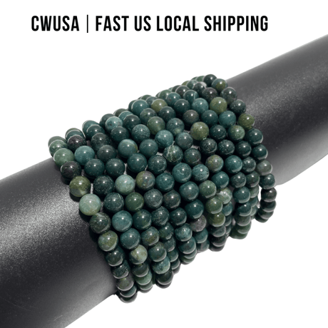 Local Stock - 6MM Green Moss Agate Bracelets Wholesale - Wholesale Crystals