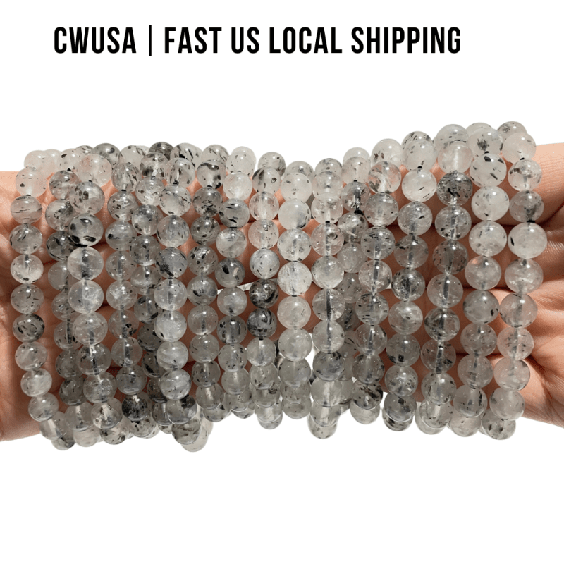 Local Stock - 8MM Black Mica Crystal Bracelets Wholesale - Wholesale Crystals