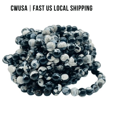 Local Stock - 8MM Black Orca Agate Bracelets Wholesale - Wholesale Crystals