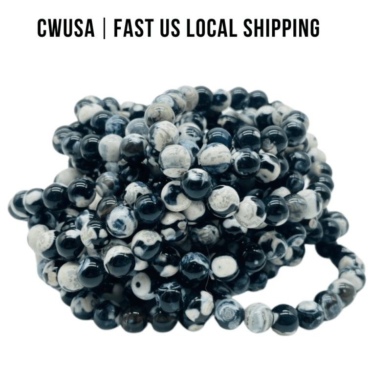 Local Stock - 8MM Black Orca Agate Bracelets Wholesale - Wholesale Crystals